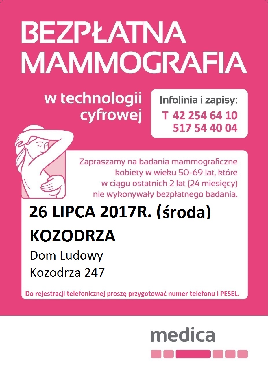 badania mammograficzne kozodrza